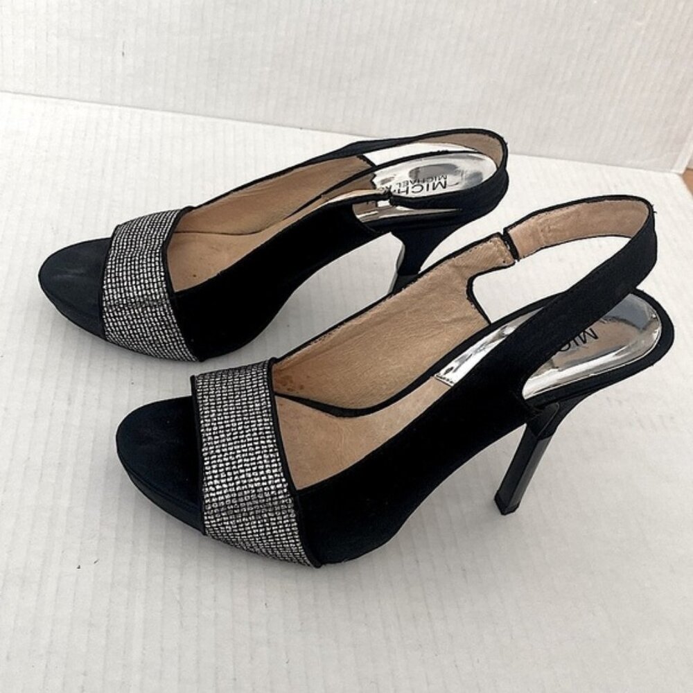 MICHAEL Michael Kors Black Satin Sling back high heels Size 7M